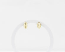 Load image into Gallery viewer, Small dome hoops, dainty bold hoops, mini croissant hoops, puff hoops, small ribbed earring, gold huggie hoops, shell, vintage hoop earrings