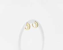 Load image into Gallery viewer, Small dome hoops, dainty bold hoops, mini croissant hoops, puff hoops, small ribbed earring, gold huggie hoops, shell, vintage hoop earrings