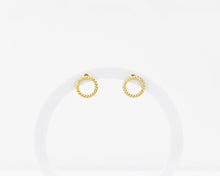 Load image into Gallery viewer, Spiral circle earrings, laurel wreath, twist rope stud earrings, 18k gold, rose gold, white gold (silver) vintage, minimalist circle stud
