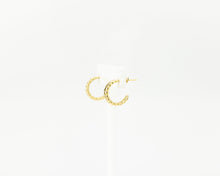 Load image into Gallery viewer, Twist ribbed hoops, mini bold hoops, croissant dome earrings, twisted, spiral hoops, small crescent, chunky, puffy hoops, vintage hoops, 925