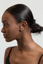 Load image into Gallery viewer, Gold flower petal stud, flower petal earring, statement stud, abstract, vintage, floral, bold, lightweight, wedding, bridal gift, boho, 925