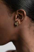 Load image into Gallery viewer, Gold flower petal stud, flower petal earring, statement stud, abstract, vintage, floral, bold, lightweight, wedding, bridal gift, boho, 925
