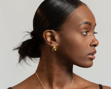 Load image into Gallery viewer, Chunky gold hoops, organic shape hoops, vintage style, bold, statement earring, raw edge, layered, thick, puffy, puff hoops, medium hoop