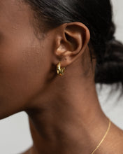 Load image into Gallery viewer, Hollow crescent hoops, gold dome hoop earring, classic, chunky hoops, puff, puffy hoops, vintage, thick hoops, dainty bold, minimalist