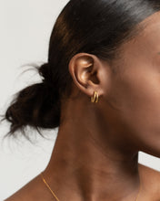 Load image into Gallery viewer, Double layer twist rope hoops, small spiral gold hoops, clicker hoop earring, stacked twist hoops, rose gold, silver, faux double hoop