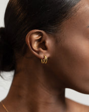 Load image into Gallery viewer, Double layer twist rope hoops, small spiral gold hoops, clicker hoop earring, stacked twist hoops, rose gold, silver, faux double hoop