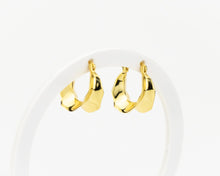 Load image into Gallery viewer, Chunky gold hoops, organic shape hoops, vintage style, bold, statement earring, raw edge, layered, thick, puffy, puff hoops, medium hoop