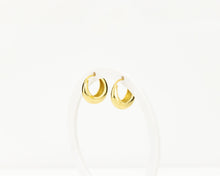 Load image into Gallery viewer, Hollow crescent hoops, gold dome hoop earring, classic, chunky hoops, puff, puffy hoops, vintage, thick hoops, dainty bold, minimalist