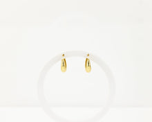 Load image into Gallery viewer, Hollow crescent hoops, gold dome hoop earring, classic, chunky hoops, puff, puffy hoops, vintage, thick hoops, dainty bold, minimalist