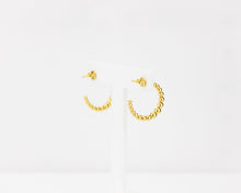 Load image into Gallery viewer, Graduated bead crescent hoops, gold bubble hoops, statement earring, croissant dome, bauble dome hoops, vintage gold hoops, bold 925