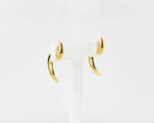 Load image into Gallery viewer, Double sided horn earrings, unique ear jacket, bold wrap earring, minimalist, hook stud, ear cuff, suspender earrings, modern, asymmetrical