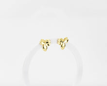 Load image into Gallery viewer, Gold flower petal stud, flower petal earring, statement stud, abstract, vintage, floral, bold, lightweight, wedding, bridal gift, boho, 925
