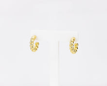 Load image into Gallery viewer, Chunky twist hoops, thick hoop earrings, spiral twist hoops, large gold hoops, statement hoops, French vintage, chunky wreath earrings, boho