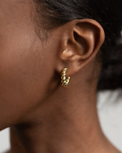 Load image into Gallery viewer, Chunky twist hoops, thick hoop earrings, spiral twist hoops, large gold hoops, statement hoops, French vintage, chunky wreath earrings, boho