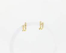 Load image into Gallery viewer, Double cz cuff hoop, dainty cz earrings, suspender cuff, layer hoops, double ear cuff, wrap earring, half hoop, cz huggie earring, boho