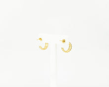 Load image into Gallery viewer, Twist ribbed hoops, mini bold hoops, croissant dome earrings, twisted, spiral hoops, small crescent, chunky, puffy hoops, vintage hoops, 925