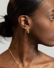 Load image into Gallery viewer, Chunky gold hoops, organic shape hoops, vintage style, bold, statement earring, raw edge, layered, thick, puffy, puff hoops, medium hoop