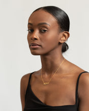 Load image into Gallery viewer, CZ bar pendant, dainty cz necklace, 5 cz pendant, horizontal bar necklace, dainty gold necklace, boho, stacking, bridal gift, wedding