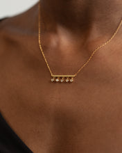 Load image into Gallery viewer, CZ bar pendant, dainty cz necklace, 5 cz pendant, horizontal bar necklace, dainty gold necklace, boho, stacking, bridal gift, wedding