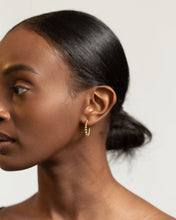 Load image into Gallery viewer, Graduated bead crescent hoops, gold bubble hoops, statement earring, croissant dome, bauble dome hoops, vintage gold hoops, bold 925