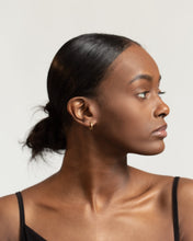 Load image into Gallery viewer, Dainty gold huggie hoops, ribbon twist, clicker hoop earrings spiral twist, gold entwine, boho hoops, wreath hoops, rose gold, 925 silver