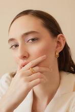 Load image into Gallery viewer, Chunky graduated bead ring, gold beaded ring, statement ring, spiral twist, bubble ring, bold, open ring, adjustable, thick, wrap US 4, 6, 8