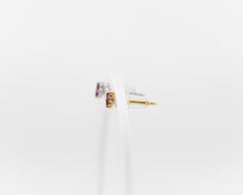 Load image into Gallery viewer, Tiny triangle cz stud, mini cz stud, dainty, geometric, minimalist, triangle cz earring, boho, birthstone studs, 925 sterling silver, gold