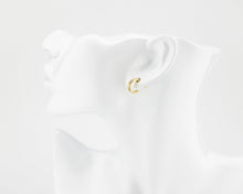Load image into Gallery viewer, Mini double hoops, ribbed, stacked hoops, dainty bold earrings, c hoops, thick mini hoops, wide huggie hoops, small, chunky hoops, stud, 925