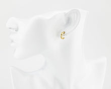Load image into Gallery viewer, Mini double hoops, ribbed, stacked hoops, dainty bold earrings, c hoops, thick mini hoops, wide huggie hoops, small, chunky hoops, stud, 925