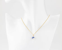 Load image into Gallery viewer, 40cm chain, porcelain flower necklace, 14K gold filled, ceramic floral bead pendant, red, blue flower, china, vintage, handcrafted, 14KGF