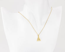 Load image into Gallery viewer, Layered triangle cz set, triangle cz pendant, triangle dangle earrings, tiny cz, layered, geometric necklace, minimalist cz jewelry set, 925