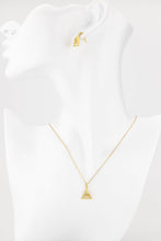 Load image into Gallery viewer, Stacked triangle cz necklace, triangle cz pendant, triangular necklace, tiny cz, layered, pyramid, geometric minimalist necklace, 925