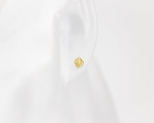 Load image into Gallery viewer, Tiny ribbed stud, mini square, diamond shaped stud, dainty, textured, geometric, minimalist, tiny earring, boho, art deco, vintage, 925