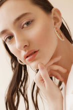 Load image into Gallery viewer, Statement pearl hoop earrings, large pearl hoops, genuine pearl earring, bold hoops, gold pearl hoops, event, wedding earring, bridal, 925