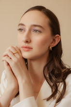 Load image into Gallery viewer, Chunky gold hoops, organic shape hoops, vintage style, bold, statement earring, raw edge, layered, thick, puffy, puff hoops, medium hoop