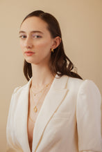 Load image into Gallery viewer, Chunky gold hoops, organic shape hoops, vintage style, bold, statement earring, raw edge, layered, thick, puffy, puff hoops, medium hoop