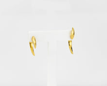 Load image into Gallery viewer, Double sided horn earrings, unique ear jacket, bold wrap earring, minimalist, hook stud, ear cuff, suspender earrings, modern, asymmetrical