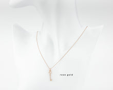 Load image into Gallery viewer, KEY - dainty vintage gold skeleton key pendant necklace, minimalist mini key necklace 925 silver boho small pendant gift valentines birthday