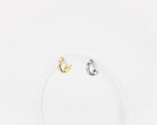 Load image into Gallery viewer, Tiny huggie pearl hoop, crossover effect, mini huggie earrings, dainty pearl, mini hoops, wedding bridal pearl, bridal gift, 925 silver