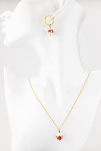 Load image into Gallery viewer, 45cm chain, porcelain flower necklace, 14K gold filled, ceramic floral bead pendant, red, blue flower, china, vintage, handcrafted, 14KGF