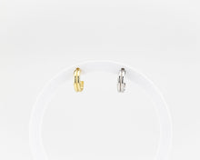 Load image into Gallery viewer, Mini double hoops, ribbed, stacked hoops, dainty bold earrings, c hoops, thick mini hoops, wide huggie hoops, small, chunky hoops, stud, 925