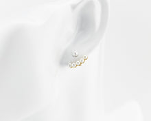 Load image into Gallery viewer, Pearl ear jacket, mini shell pearl, 2 in 1, ear jacket, climber earrings, adjustable, mini pearl earrings, wedding, boho, bridal, 925