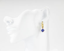 Load image into Gallery viewer, Dragon vein fire agate hoops, natural agate stone, 925 twist hoop, dangle, drop earrings, gold filled, orange, blue agate, unique earrings