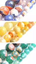 Load image into Gallery viewer, Fire agate circle necklace, 14k gold filled, circle pendant, dragon vein, natural agate stone, orange, green stone, unique, minimalist,14KGF