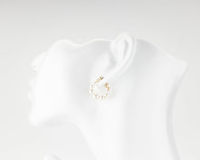 Load image into Gallery viewer, Graduated pearl hoops, 14K gold filled, crescent dome hoops, vintage style, white pearl earrings, pearl chain earrings, bride, bridal, 14KGF