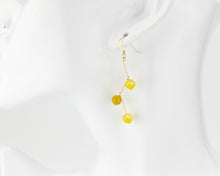 Load image into Gallery viewer, Dragon vein fire agate earrings, 14k gold filled, natural agate stone, dangle, drop earrings, orange, green, yellow, blue agate, 14KGF