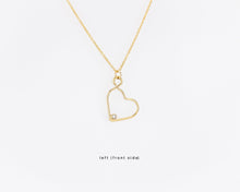 Load image into Gallery viewer, Heart cz wire frame necklace, 14k gold filled, heart pendant, best friend, friendship necklace, dainty, unique, minimalist, clear cz, 14KGF