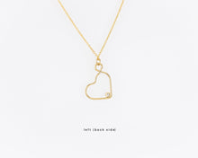 Load image into Gallery viewer, Heart cz wire frame necklace, 14k gold filled, heart pendant, best friend, friendship necklace, dainty, unique, minimalist, clear cz, 14KGF