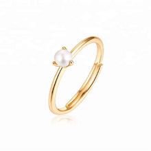 Load image into Gallery viewer, Dainty pearl ring. 18K gold vermeil, natural, solitaire pearl, minimalist ring, adjustable ring, gold filled ring, stacking ring, bridal 6
