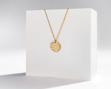Load image into Gallery viewer, KARA (II) - Vintage style boho gold coin necklace with abstract hammered disk pendant w/ 925 gold plated sterling silver dainty chain
